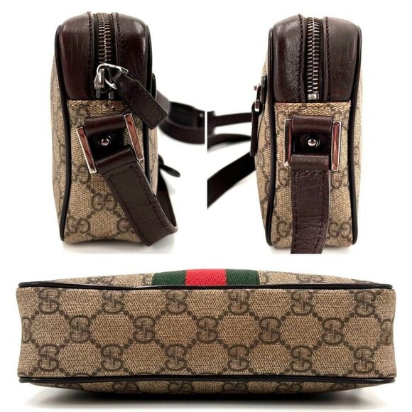 Authentic Gucci GG Supreme Sherry Ophidia Crossbody Web Canvas Messenger Bag Tan - Picture 4 of 10